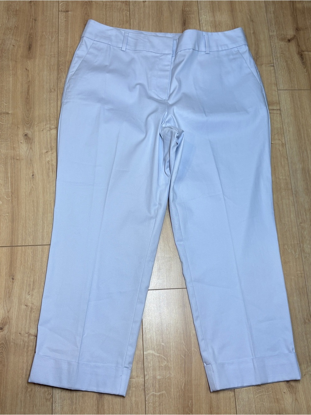 NWT CURVY Pastel Blue Ann Taylor Straight Cropped Slacks - size 12 Curvy Fit